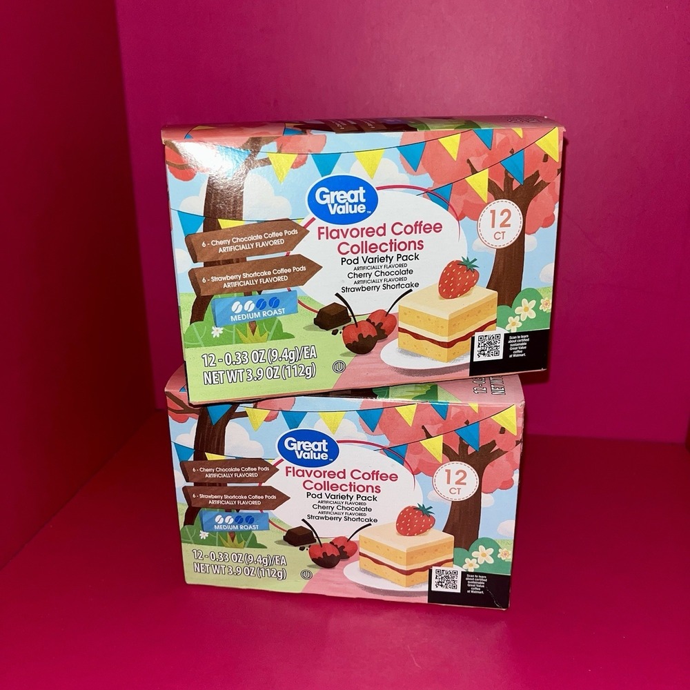 K-Cups Strawberry Shortcake & Cherry Chocolate Great Value 05/2027 2 Bx=24 Pods